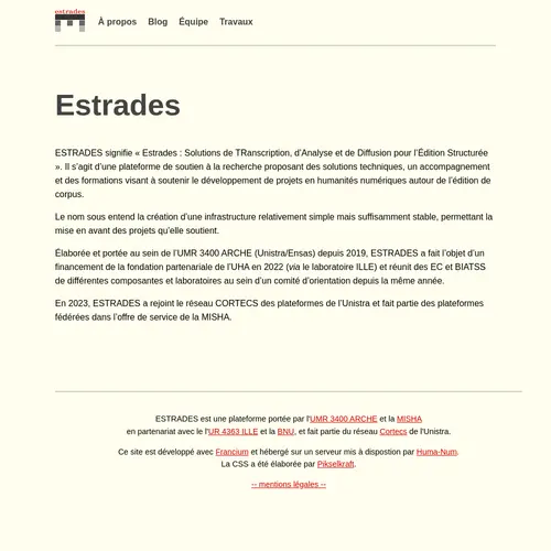 screenshot de https://estrades.huma-num.fr