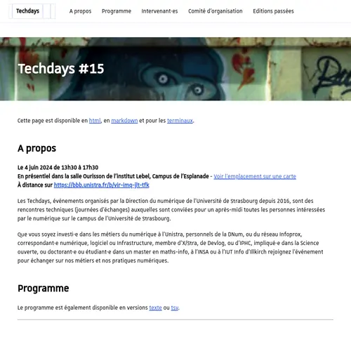 screenshot de https://techdays.pages.unistra.fr